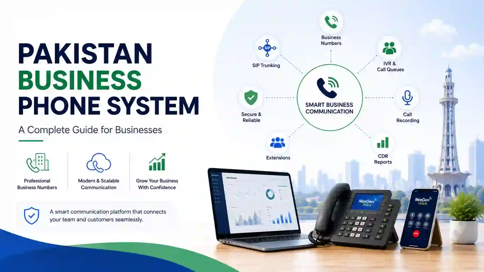 Pakistan Business Phone System dashboard with extensions and call management